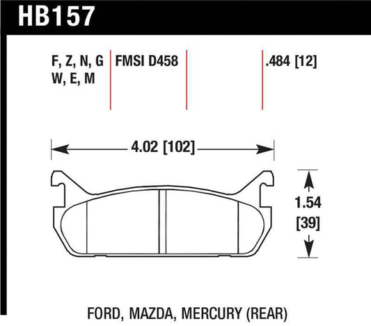 Hawk 89-93 Miata Blue 9012 Race Rear Brake Pads D458
