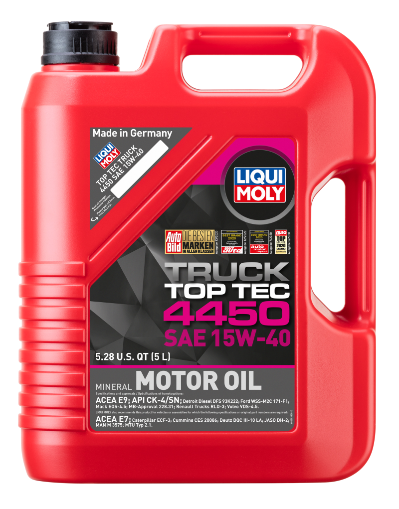 LIQUI MOLY 22038 Top Tec Truck 4450 15W-40 Heavy-Duty Diesel Engine Oil, 5 Liter