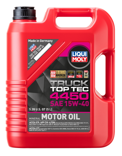 LIQUI MOLY 22038 Top Tec Truck 4450 15W-40 Heavy-Duty Diesel Engine Oil, 5 Liter
