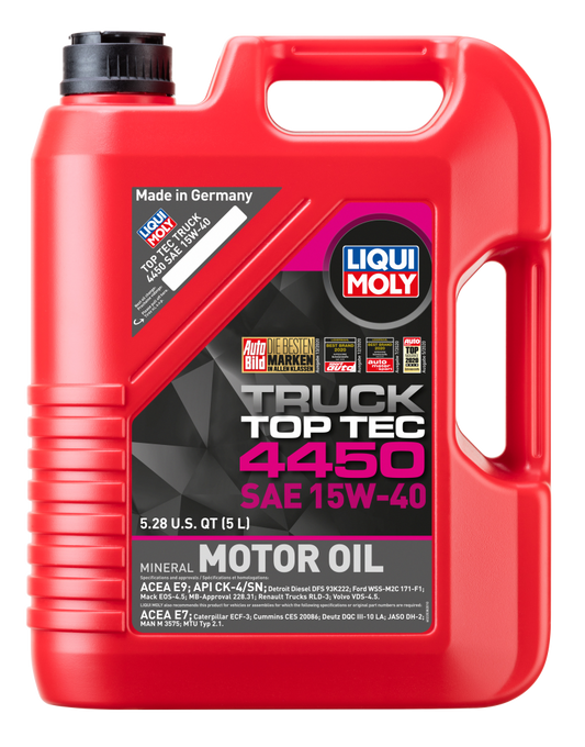 LIQUI MOLY 22038 Top Tec Truck 4450 15W-40 Heavy-Duty Diesel Engine Oil, 5 Liter