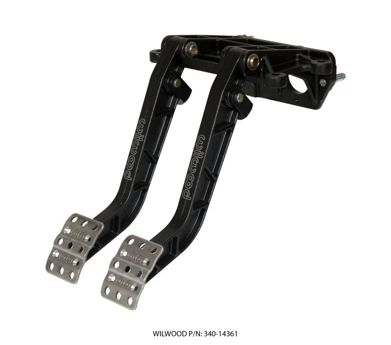 Wilwood Adjustable Tandem Dual Pedal Assembly - Brake and Clutch - Forward Swing Mount - 7.0:1 Ratio - Black E-Coat, Part #340-14361