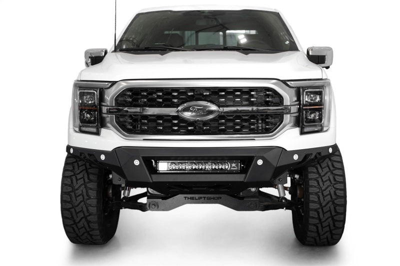 Addictive Desert Designs Black Label Front Bumper for Ford F-150 2021-2022 – Satin Black with 20-Inch LED Light Bar Mount