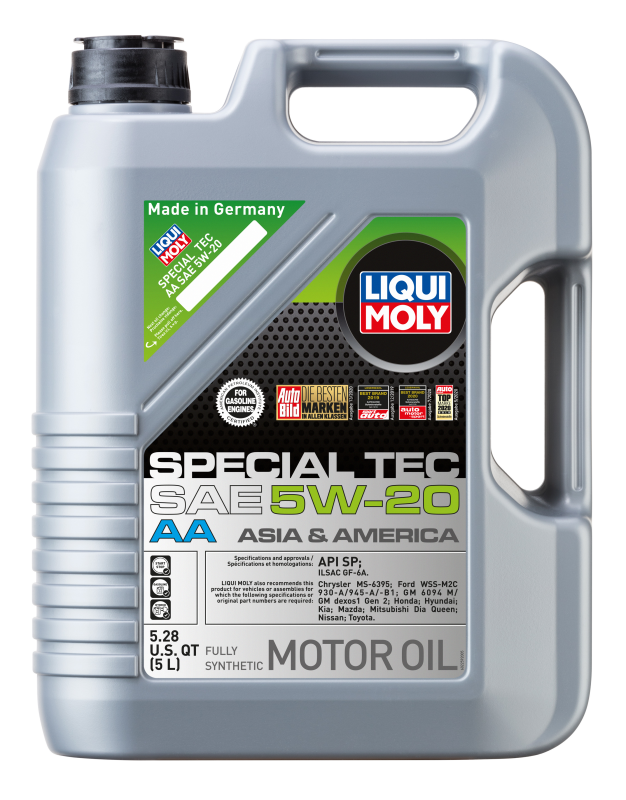 LIQUI MOLY Special Tec AA 5W-20 Motor Oil – 5 Quart for Modern Gasoline Engines with Direct Injection and Turbochargers