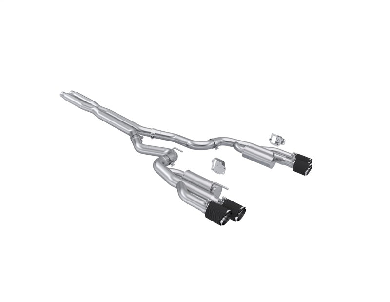 MBRP 2024+ Ford Mustang 5.0L T304 Stainless Steel Cat-Back Exhaust with Quad Carbon Fiber Tips (Valve Delete)