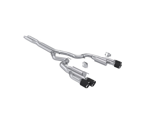 MBRP 2024+ Ford Mustang 5.0L T304 Stainless Steel Cat-Back Exhaust with Quad Carbon Fiber Tips (Valve Delete)