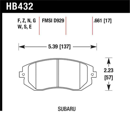Hawk 03-05 WRX / 08 WRX / 09 Legacy 2.5i NA ONLY D929 HPS Street Front Brake Pads