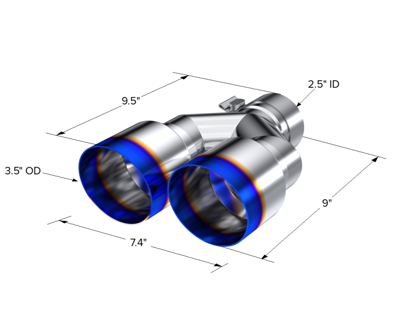 MBRP Universal T304 Stainless Steel Dual Burnt End Exhaust Tip – 3.5 inch OD / 2.5 inch Inlet