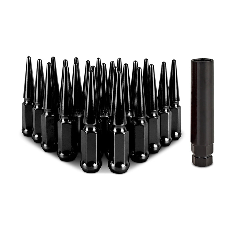 Mishimoto Steel Spiked Lug Nuts M14 x 1.5 – 24-Pack Black for Aggressive Wheel Styling