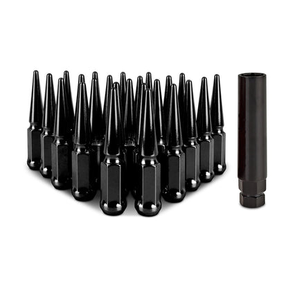 Mishimoto Steel Spiked Lug Nuts M14 x 1.5 – 24-Pack Black for Aggressive Wheel Styling