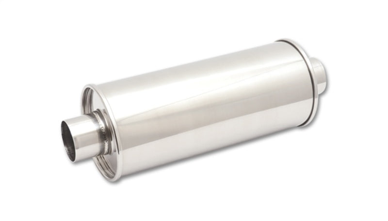 Vibrant StreetPower Round Muffler - 3.5 Inch Inlet & Outlet, 16 Inch Body Length, 20 Inch Overall Length
