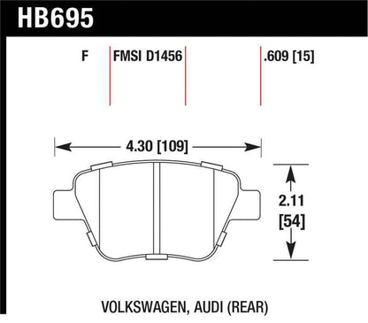 Hawk 2011-2013 Audi A3 Except TDI HPS 5.0 Rear Brake Pads