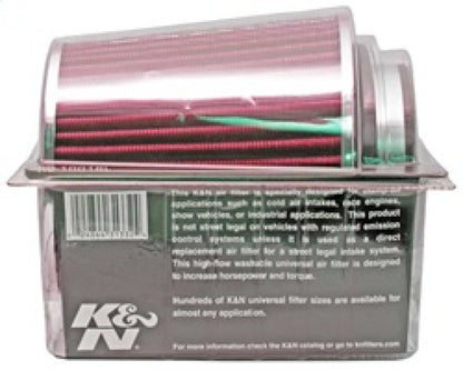 K&N Engineering Universal Air Filter Chrome Round Tapered – 4-inch Flange ID x 1.125-inch Flange Length x 5.5 inches Height