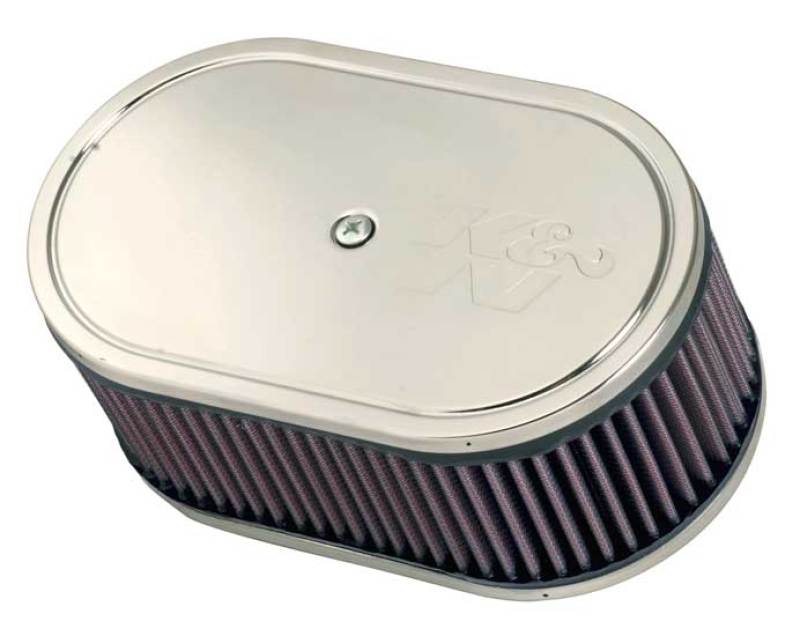 K&N Engineering Custom Racing Air Filter Assembly for Weber Carburetors - DDO 9x5.5 Oval, 3.25 in Height