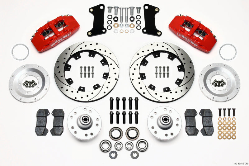 Wilwood Dynapro 6 Front Hub Kit with 12.19-inch Drilled Rotors for 1964-1974 American Muscle Cars and Vintage Rods