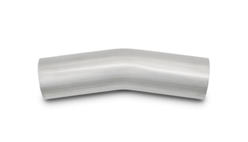 Vibrant 2.5 Inch OD T304 Stainless Steel 15 Degree Mandrel Bend – 5 Inch x 5 Inch Leg Lengths, 3.5 Inch Centerline Radius