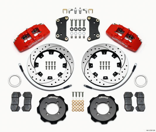 Wilwood Dynapro 6 Front Hat Kit with 12.19-Inch Rotors for 2012-2013 Fiat 500 – Red Finish