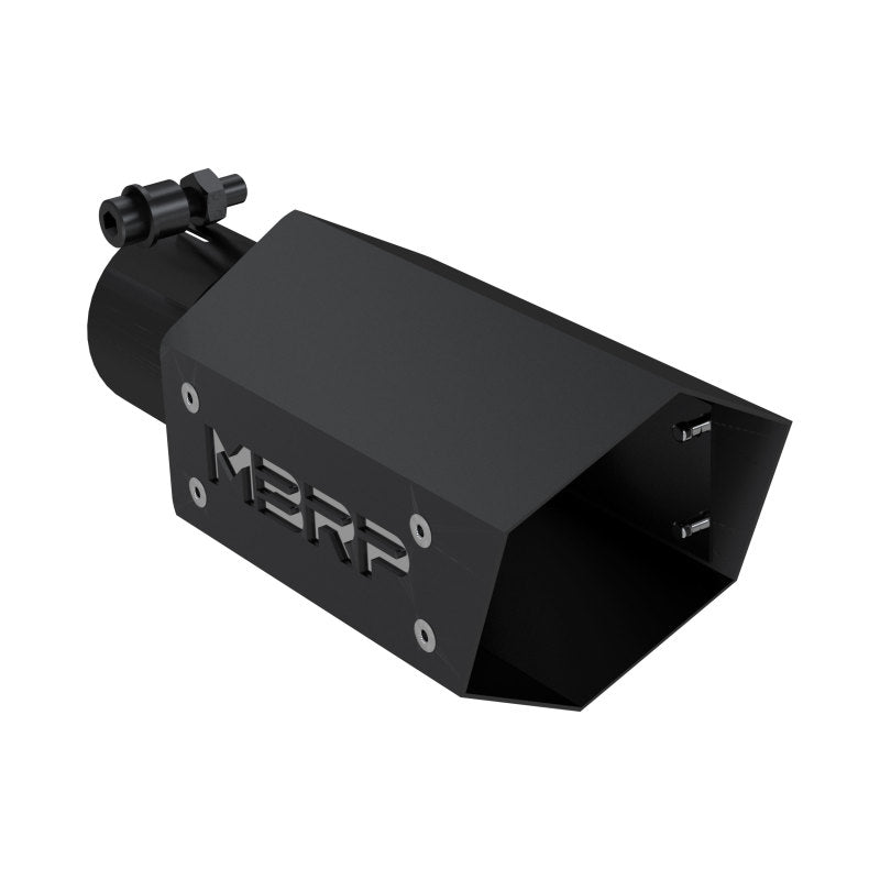 MBRP Universal 4-inch Hex Exhaust Tip with Logo – Black Coated Stainless Steel