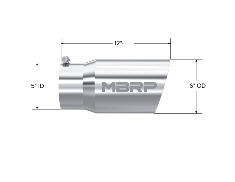 MBRP Universal Dual Wall Angled Exhaust Tip - 5 in. Inlet, 6 in. Outlet, 12 in. Length