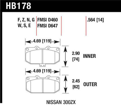 Hawk 06-07 WRX / 89-96 Nissan 300ZX / 89-93 Skyline GT-R HP+ Street Front Brake Pads