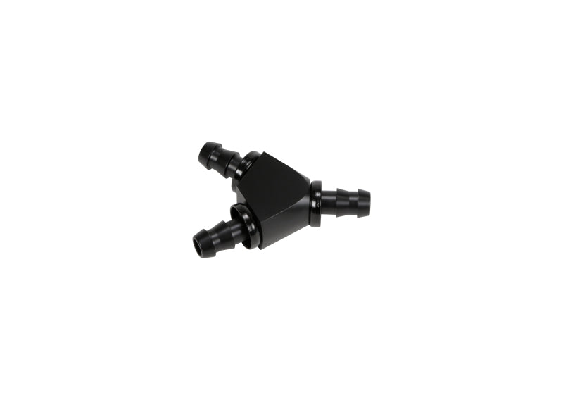 Fleece Performance Universal 3/8 inch Aluminum Y Barbed Fitting for -6 Pushlock Hose - Black Anodized