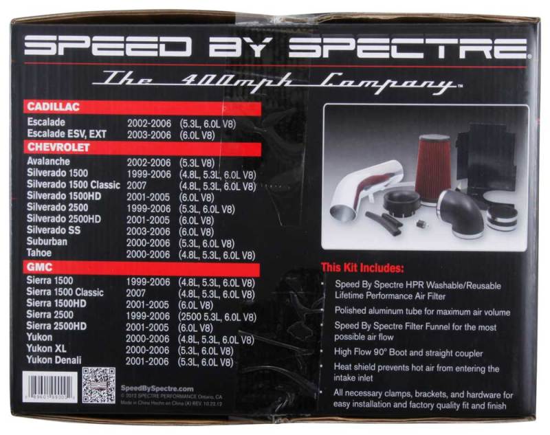 Spectre 99-07 GM Truck V8-4.8/5.3/6.0L F/I Air Intake Kit - Clear Anodized with Red Filter