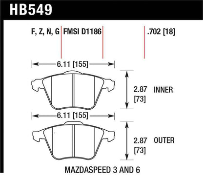 Hawk 2007-2013 Mazda 3 Mazdaspeed HPS 5.0 Front Brake Pads