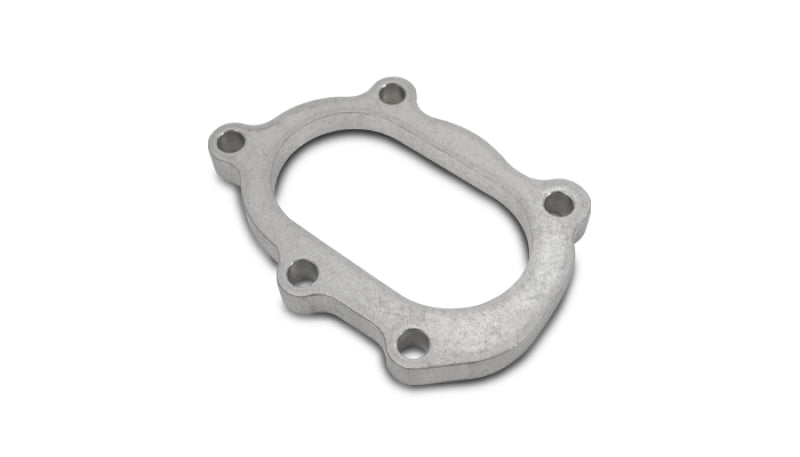 Vibrant GT25R / GT28R Discharge Flange with Oval Outlet - 304 Stainless Steel, 5-Bolt, 0.5 Inch Thickness