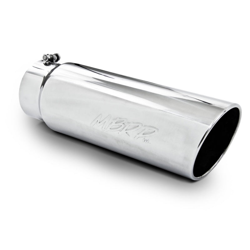 MBRP Universal 6-inch OD Angled Rolled End Exhaust Tip – T304 Stainless Steel, 5-inch Inlet, 18-inch Length