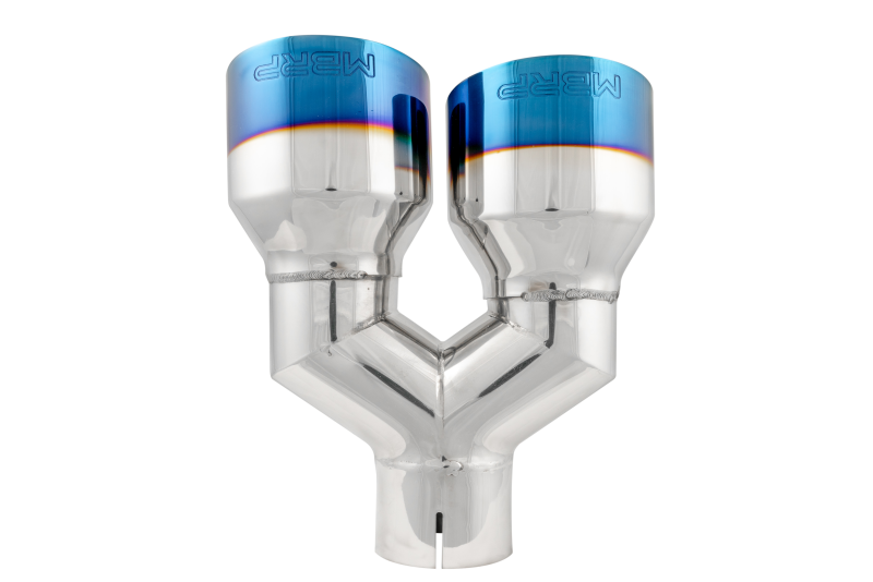 MBRP Burnt End Tip for 2.5-inch Exhaust - Dual 4-inch Outer Diameter Out, Single Wall T304 Stainless Steel, Driver Side