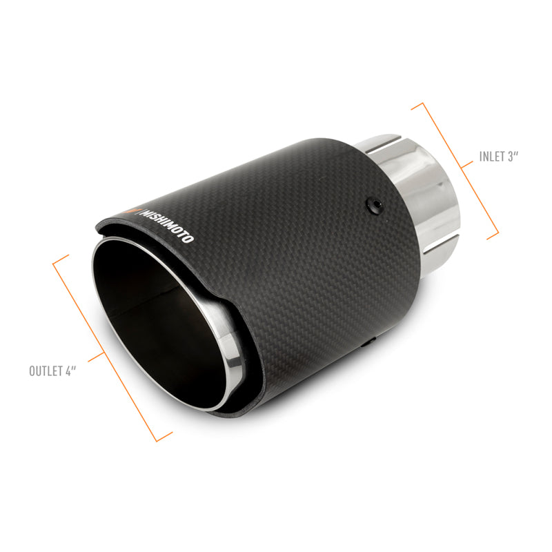 Mishimoto Carbon Fiber Muffler Tip 3-Inch Inlet, 4-Inch Outlet with Polished Finish