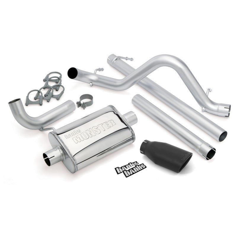 Banks Power 07-11 Jeep Wrangler 3.8L Monster Exhaust System with Black Tip - 2.5-Inch Stainless Mandrel-Bent Performance Muffler