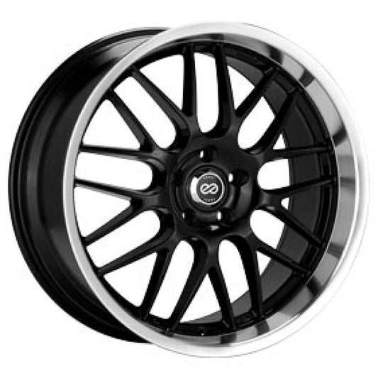 Enkei Lusso 18x8 Inch Black Wheel with Machined Lip – 40mm Offset, 5x114.3 Bolt Pattern, 72.6mm Hub Bore