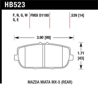 Hawk 06-10 Mazda Miata Mx-5 Rear HPS Sreet Brake Pads