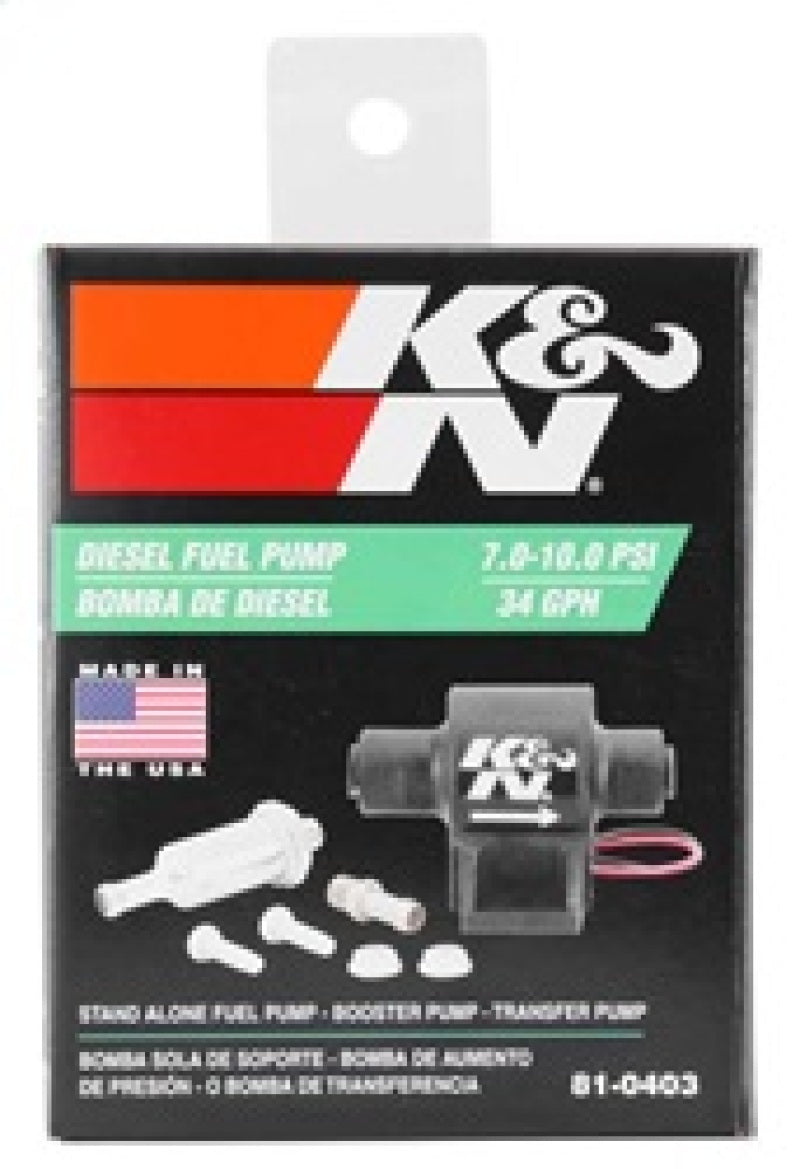 K&N Performance Electric Fuel Pump 9-11.5 PSI for Diesel Engines, Part Number 81-0403