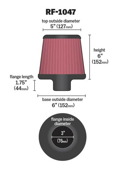 K&N Engineering RF-1047 Universal Round Air Filter with Carbon Fiber Top for Mitsubishi Lancer