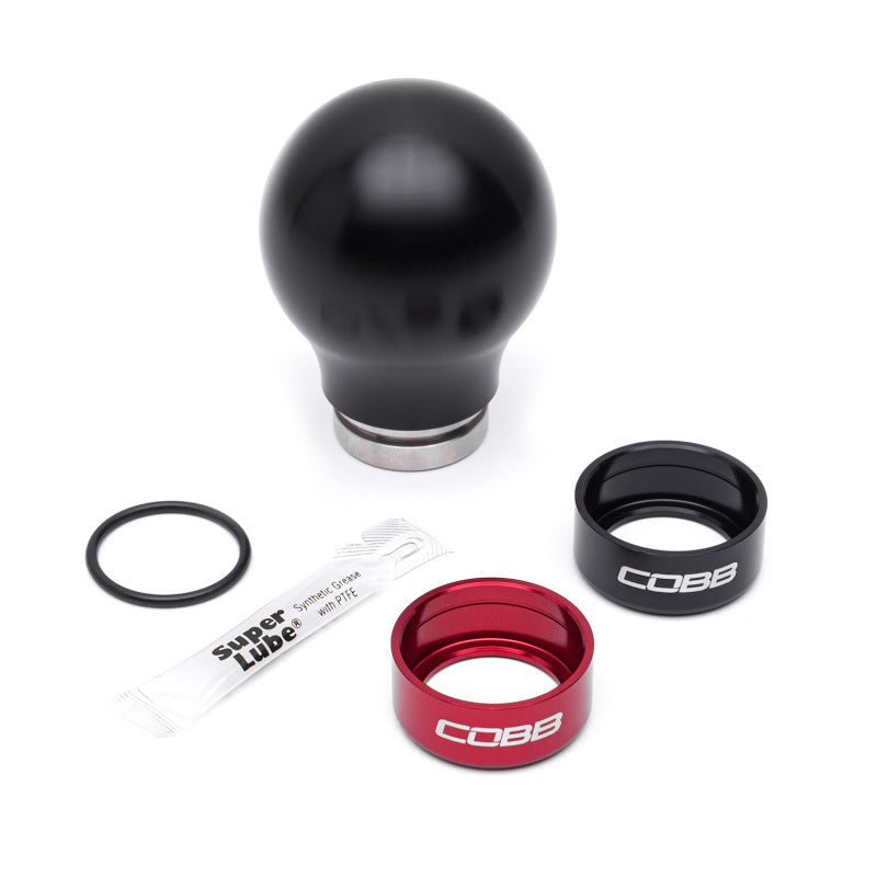 COBB Subaru 6-Speed Weighted Shift Knob - Black with Red and Black Collars