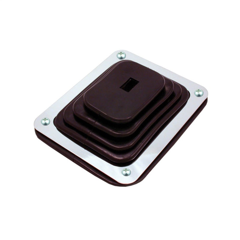 Spectre Small Shift Boot - Black Rubber with Chrome Plated Steel Ring, Part Number 6283