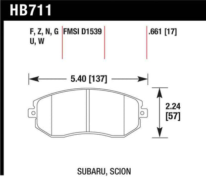 Hawk 13 Subaru BRZ/13 Legacy 2.5i / 13 Scion FR-S DTC-60 Front Race Brake Pads