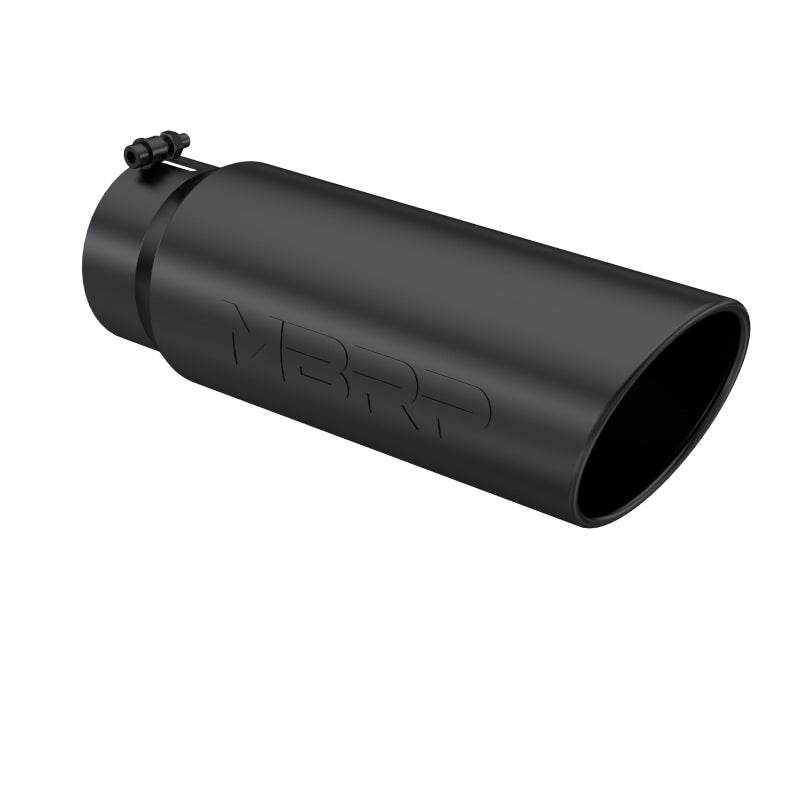 MBRP Universal 6-inch Black Coated Exhaust Tip with Angled Rolled End, Part T5125BLK