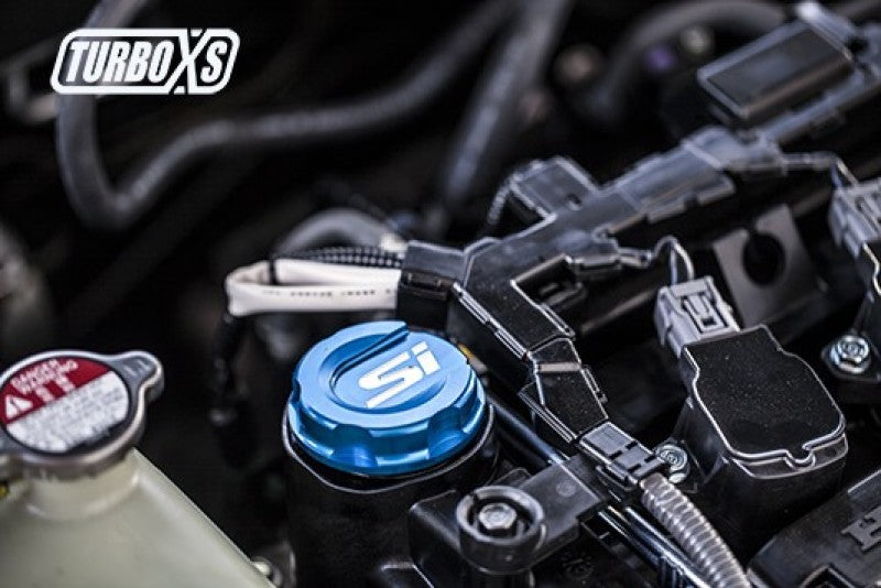 Turbo XS Blue Oil Cap with Si Logo for 2017 Honda Civic SI and Sport Models