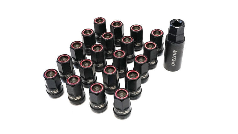 Wheel Mate Muteki HR38 Open End Lug Nuts 12x1.50 Titanium Chrome with Red Ring