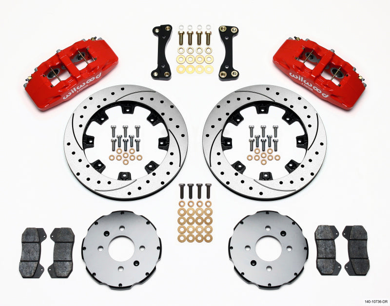 Wilwood Dynapro 6 Front Hat Kit with 12.19-inch Drilled Rotors for Honda Civic and Civic del Sol (1992-1997)