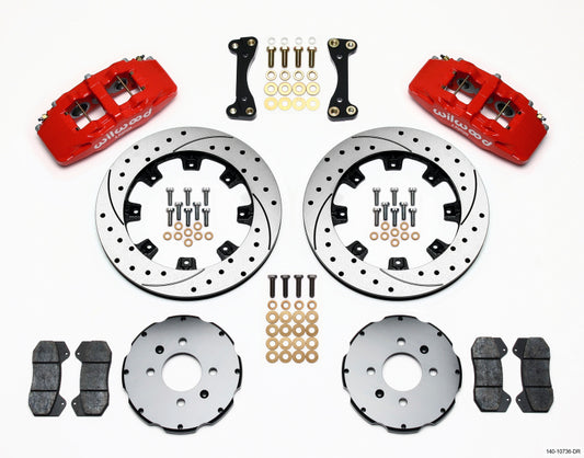 Wilwood Dynapro 6 Front Hat Kit with 12.19-inch Drilled Rotors for Honda Civic and Civic del Sol (1992-1997)
