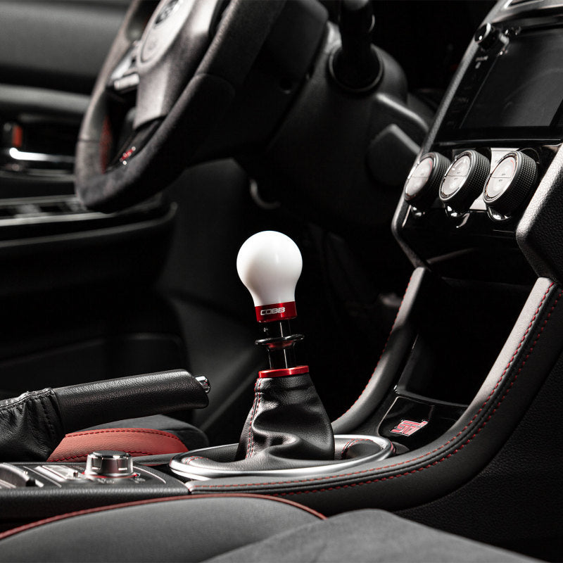 COBB Subaru 6-Speed Weighted Shift Knob - White with Red and Black Collars