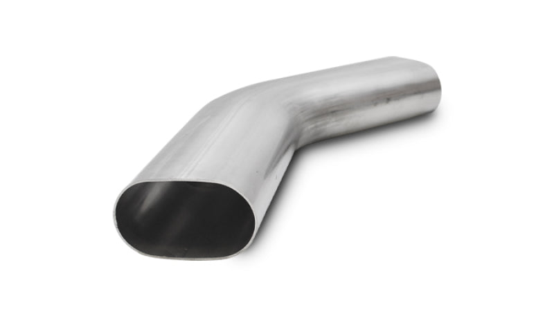 Vibrant 3-inch Oval T304 Stainless Steel 45-Degree Mandrel Bend with 6-inch Leg Lengths