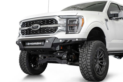 Addictive Desert Designs Black Label Front Bumper for Ford F-150 2021-2022 – Satin Black with 20-Inch LED Light Bar Mount