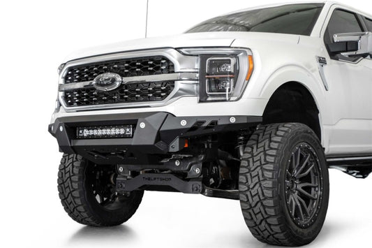 Addictive Desert Designs Black Label Front Bumper for Ford F-150 2021-2022 – Satin Black with 20-Inch LED Light Bar Mount