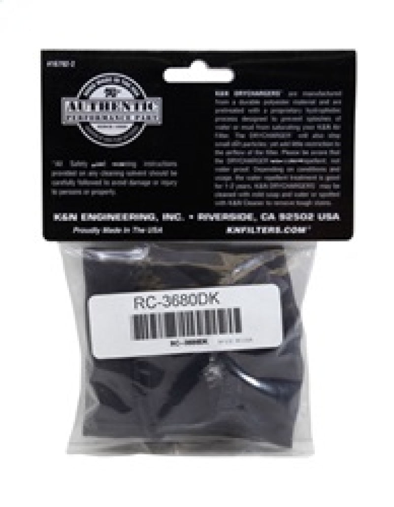 K&N Engineering RC-3680DK Drycharger Black Air Filter Wrap for Enhanced Protection