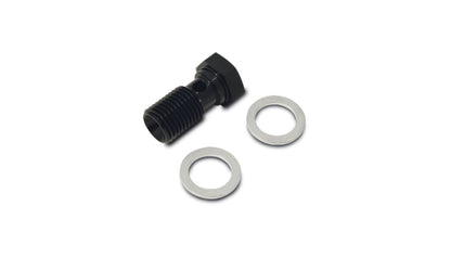 Vibrant Aluminum Banjo Bolt with Washers - M12 x 1.5 Thread, 20mm Length, Black Anodized Finish
