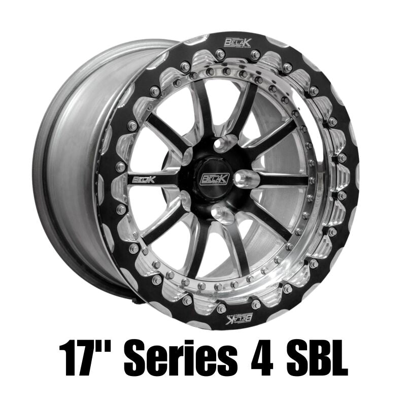 Belak Series 4 17x11 Inch Low Pad Wheel with 7.25 Inch Backspacing - 5x112 Bolt Pattern, Single Beadlock, Part #17115112S47BS-SBL